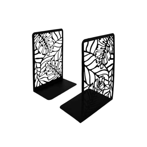 MLTULTUL Decorative Bookends, Leaf Book Ends for Shelves, Metal Book Holder for Study Desk, Non-Slip Book Organizer for Kitchen Cookbook, Bookracks for Display Books, Heavy Book Stoppers, 1 Pair