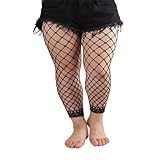 Phedrew Women's Plus Size Fishnet Stockings High Waist Stretchy Footless Tights