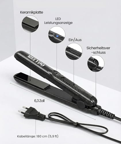 Image of Mini Hair Straightener, Portable Travel Mini Straightener for Short Hair /Fringe 210C, Double Voltage, Quick Heating, Ceramic Straightener and Curler 2 in 1