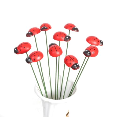 owemeet 40 Pcs 3D Artificial Ladybug Decor 8 Inch Mini