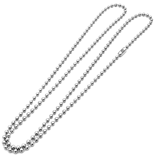 Venicebee Best Stainless Steel Ball Chain Medical Grade 316L Surgical Metal Long Dog-Tag Id Military Necklace 28" Inches 2.4Mm Wide Resizable Standard Chain 28 Inch Hypoallergenic Lead-Free #TOP1