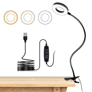 Cliplamp, 48 LED USB bureaulampen met 3 kleurmodi, 10 helderheid, boekclip licht voor oogbescherming, 360 ° flexibele zwanenhals clip licht, kan worden meegenomen, gebruikt voor boeken of werk