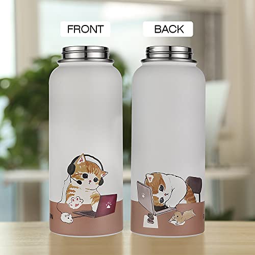 Funkrin Insulated Water Bottle With Straw Lid & Spout Lid, 32Oz Personalized Vacuum Stainless Steel Travel Mug, Leak Proof Double Walled Thermos For Hot & Cold Beverages #TOP1