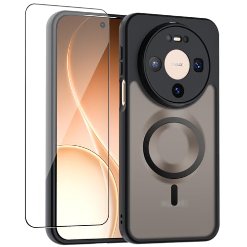 QUIETIP Magnetic Case for Huawei Mate 80 Pro with Screen Protector,[Compatible with MagSafe] Translucent Matte Drop Protection Cover,Black