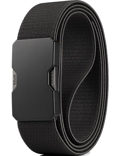 GEIT Mens Stretch Nylon Belt with Quick Release Metal Buckle 1.5 Work Hiking Tactical Invisible Elastic Web Belt