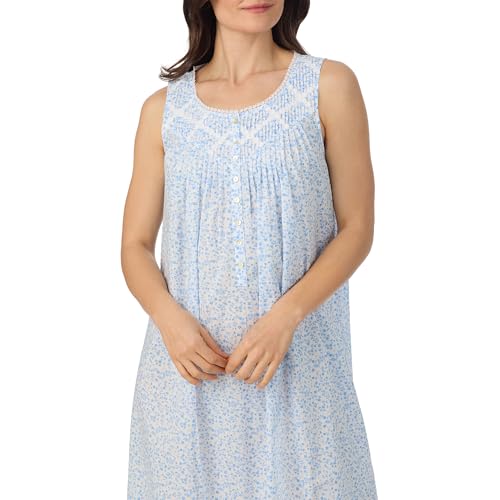 Image of Eileen West Sleepwear & Loungewear for Women - Poetic Woven Lawn Collection - 100% Cotton Lightweight Sleeveless Nightgown