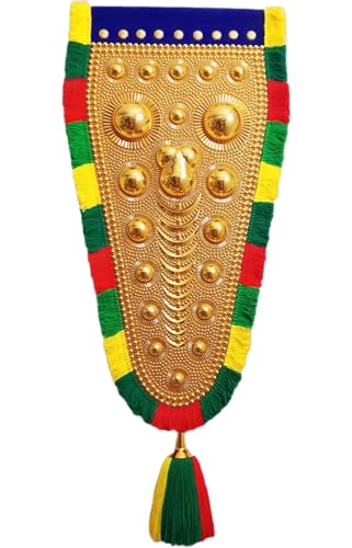Image of BUNNY BEAR | 4.00 Feet (122 CM) Kerala Nettipattam Wall Hanging | Gold Plated Elephant Caparison | Traditional Kerala Handicraft Decorative Art for Home, Pooja Room & Gift Decor