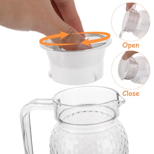 3PCS 1L/35oz Acrylic Pitcher with Lid, Transparent Plastic Water Jug, Unbreakable Juice Jug Fridge Door Pitcher for Ice Tea, Milk, Beverage, Lemonade - Image 6