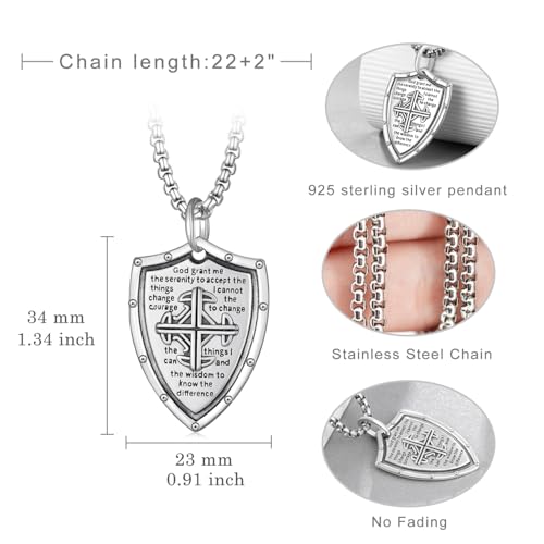 Serenity Prayer Cross Necklace 925 Sterling Silver Cross Necklace Serenity Prayer Jewelry Gifts for Men Women4