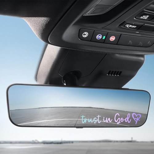 Image of 3 PCS Trust in God Rearview Mirror Sticker, Christian Car Mirror Sticker Decal Affirmation Reminder, Waterproof Bible Verse Rear View Vinyl Sticker for Vehicle Window Laptop (Colorful)