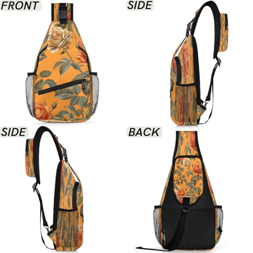 Sling bag unisex con estampado floral 7.9 x 3.5 x 14.2 pulgadas miniatura 6
