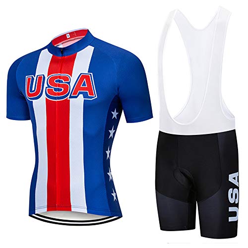 CXBNMA Conjunto de ropa de ciclismo para hombre maillot de manga corta culotte de ciclismo maillot para hombre transpirable de secado rápido con acolchado de asiento 3D