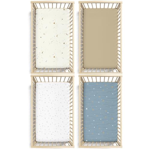 Image of Little Grape Land 4-Pack Fitted Crib Sheets,52x28 Microfiber for Boys Girls