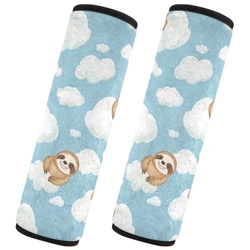 Seat Belt Covers 2 Pack Cute Sloth Car Seat Strap Covers Super Soft Clouds Car Seat Neck Cover for Boys Girls Adults Babies S