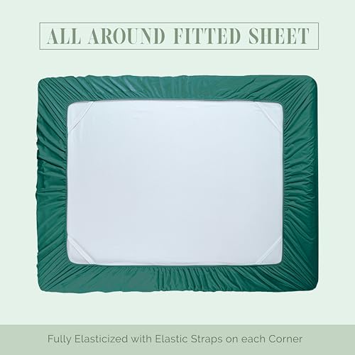Elegant Comfort Luxurious 1500 Premium Hotel Quality Microfiber 4-Piece Sheet Set, 18-24 Inches Deep - Extra Deep Pocket Sheets - Ultra Soft 4PC Deep Pocket Sheets, Queen, Hunter Green