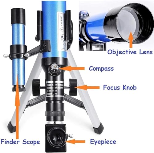 Telescopio portátil EKsma refractor 400x40mm con trípode ajustable miniatura 2