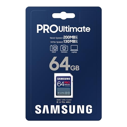 Samsung PRO Ultimate Carte SD MB-SY64S/WW, 64 Go, UHS-I, jusqu'à 200 Mo/s en Lecture