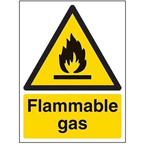V Safety Flammable Gas Warning Sign - 150mm x 200mm - 1mm Rigid Plastic