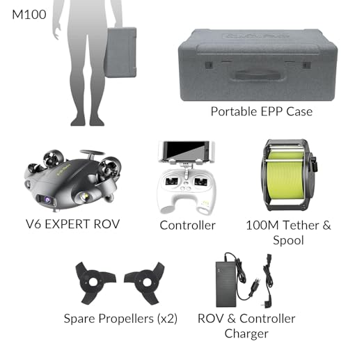 QYSEA FIFISH V6 Expert M100 with 6 Hours Working Time, AI Vision Lock Underwater Drone, QYSEA Underwater Robot with EPP Case, Q-interface, Portable ROV with 4K Camera, 330ft Dive - Image 3