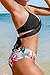 CUPSHE Women's Floral Bikini Set Halter Tie Wrap Back lace Up Two Piece Bathing Suit, L Black