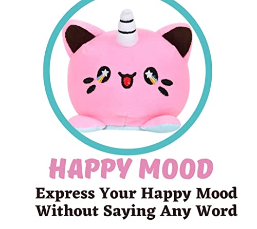 Image of DearJoy Reversible Happy & Sad Cat Soft Toy (Blue and Pink)