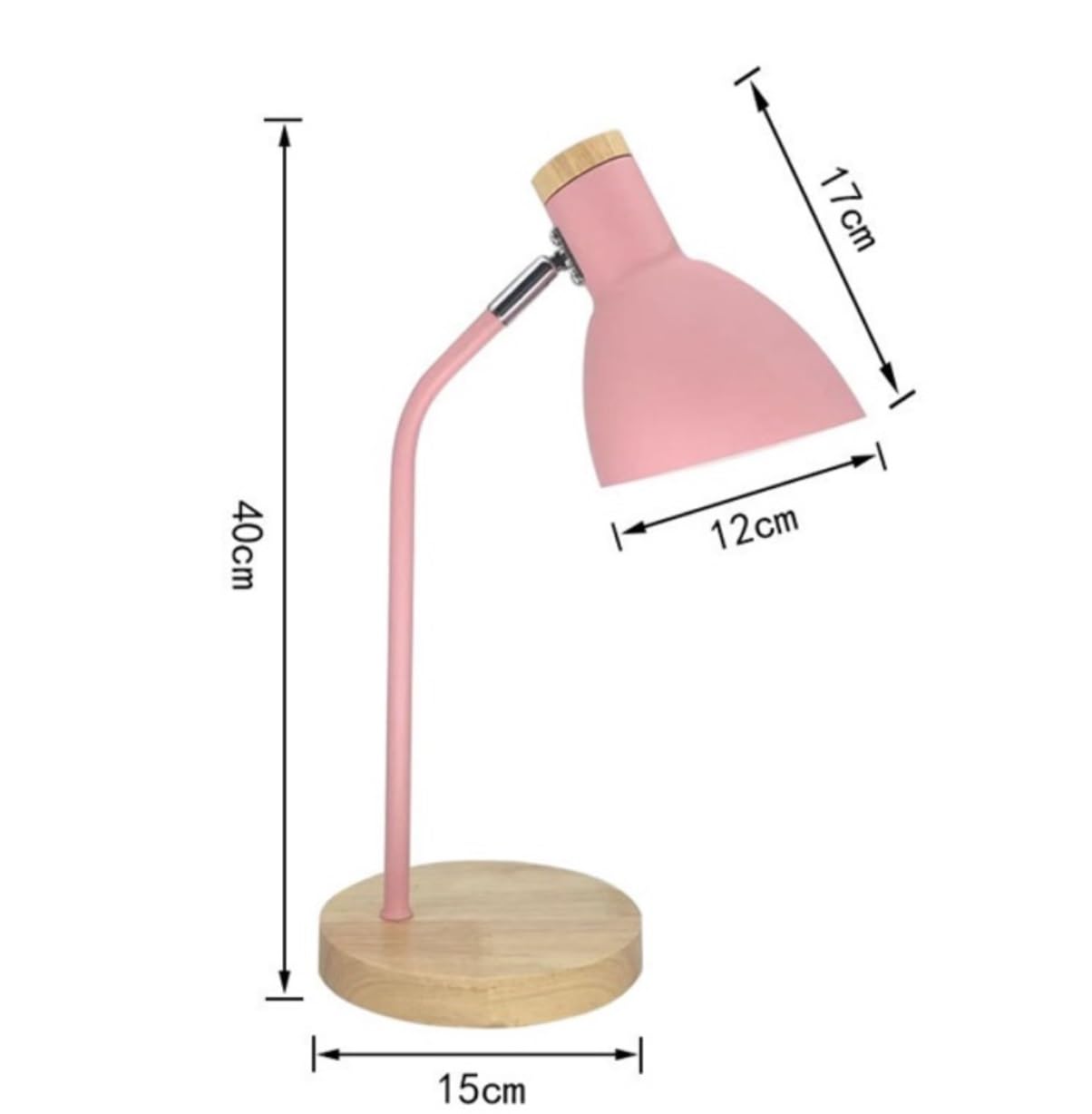 Lámpara De Lectura Lámpara De Escritorio Hierro Forjado con Base Madera. Bombilla No Incluida para Ojos(Pink)