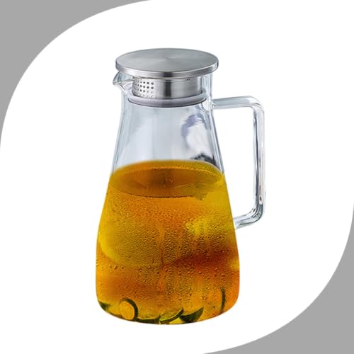 Tetera de vidrio de 1,5L con tapa de acero inoxidable para bebidas calientes y frías 8
