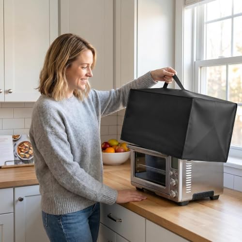 Image of Heavy Duty Convection Oven Cover for Breville BOV900BSS Smart Oven Air Fryer Pro,16.54 inchDx21.46 inchWx12.4 inchH, 600D Heat-Resistant Nylon w /Aluminum Foil, Waterproof Dustproof toaster oven Protector