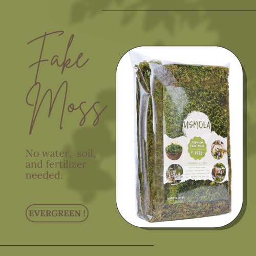 Image of USMOLA Fake Green Moss for Potted Plants, 4OZ Artificial Moss for DIY Crafts, Faux Moss for Table Centerpieces Fairy Garden Decor (Fresh Green 140gr)