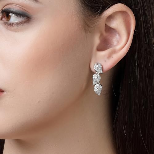 Image of Zeneme Fashion Stylish Silver Plated Earring Rhodium Plated American Diamond Crystal Earrings For Women & Gifts For Girls