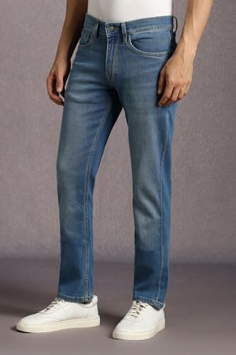 Image of Louis Philippe Men's Slim Fit Stretch Fabric for Comfort Premium Wash Aesthetic Authentic Twill and Durable Jeans