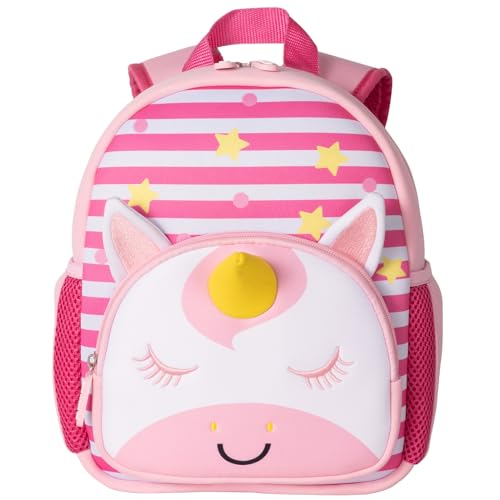 Hairao Toddler Backpack for Girls, Unicorn Preschool Backpack, Baby Girls Bookbag Age 2-6, Neoprene Animal Schoolbag