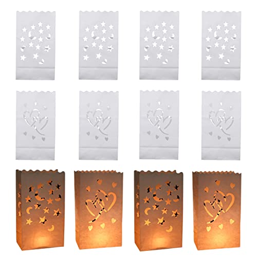 20 Pieza Candle Bags de Papel, Candle Bags Blanco, Luz de Té Luz Vela Candle Bolsos, para San Valentín, Fiesta Compromiso, Recepción Bodas y Navidad