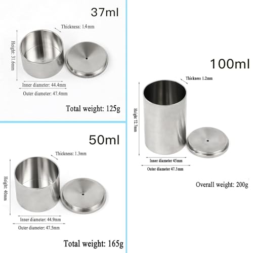 Vaso de densidad de líquido de acero inoxidable, picnómetro de precisión para una medición precisa de la densidad de pintura y revestimiento, esencial para laboratorio e industrial