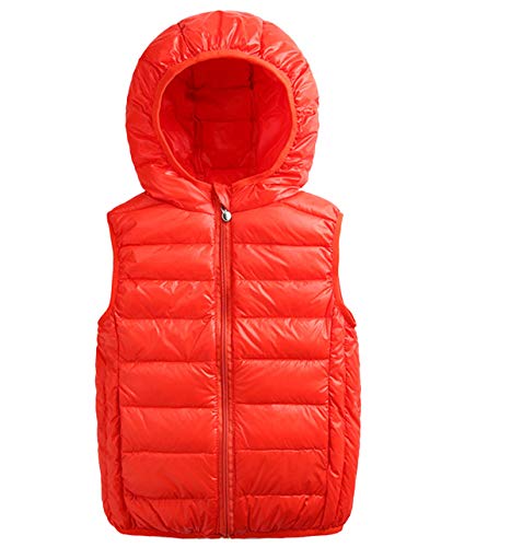 Aivtalk Baby Boys Girls' Packable Lightweight Down Puffer Vest Toddler Winter Zip Hooded Sleeveless Jacket Clothes Orange 2-3 Years Old