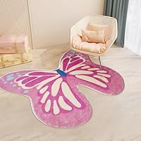 Butterfly Kids Rug for Girls Bedroom, Colorful Washable Nursery Rugs, Soft Area Rug Non Slip Play Mat Carpet for Playroom Kids Room