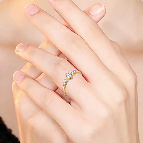 14K Solid Yellow Gold Ring for Women, Real Gold Dainty Wedding Engagement Eternity Bridal Ring Love Jewelry for Her, Size 84