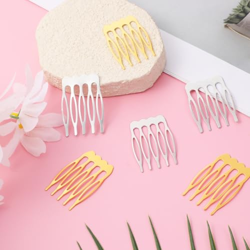 30 Peines Metálicos Laterales de 5 Dientes Dorado y Plateado miniatura 3
