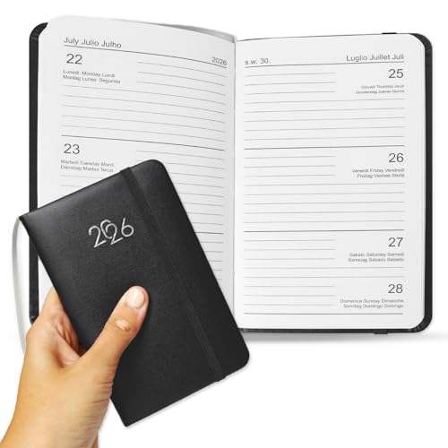 Agenda Settimanale 2026 Tascabile Italiano - 14x9cm, Copertina in...