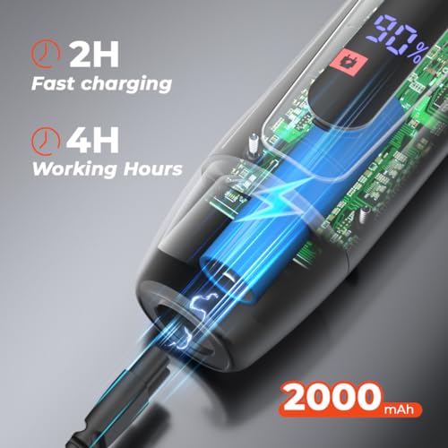 2000Mah Hair Clippers Men Cordless 4 Hours Long Running Time, Professional Hair Clipper, Low Battery Reminder, Travel Lock, Beard Trimmer Kit With 8 Limit Combs Shavers Men Waterproof - 5