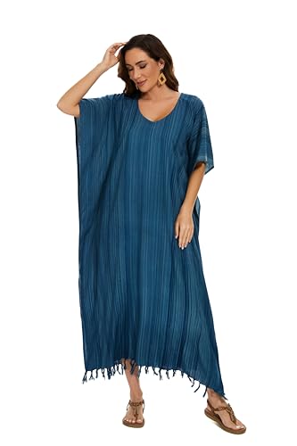 Beautybatik Women Stripe Caftan Kaftan Loungewear Maxi Plus Size Long Dress XL to 4X4