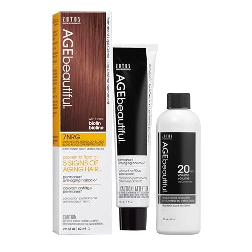 Image of AGE beautiful Permanent Hair Color Cream, 100% Gray Coverage Hair Dye with Biotin Anti-Aging Formula for Fuller, Thicker Hair, Professional Salon Quality