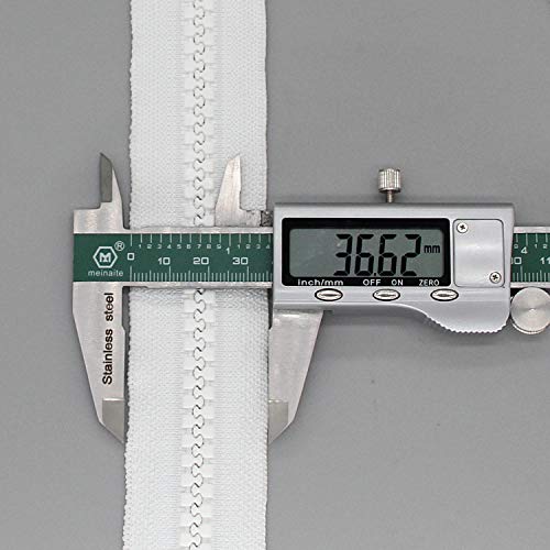 Leekayer 1PCS #10 84 Inch Heavy Duty Zippers for Sewing Separating Large Plastic Zippers White Tape with Double Pull Tab Slider, Sleeping Bag, Boat, Canvas, Cover, Trampoline, Dog Bed,Tent 213cm