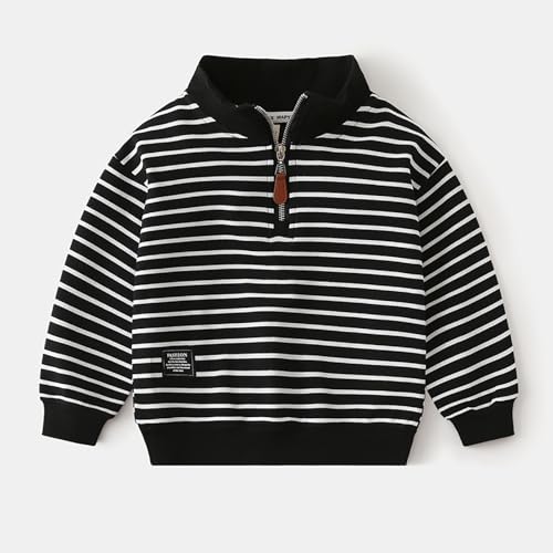 Kids Boys Girls Turtleneck Striped Quarter Zips Sweater Fashion Long Sleeve Knit Pullover Sweaters Tops Soft Aesthetic Tops3