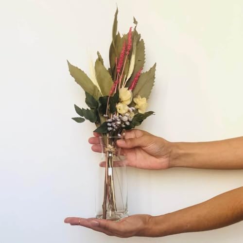 Arranjo de Flores Secas + Vaso Vidro - Floral Serenade