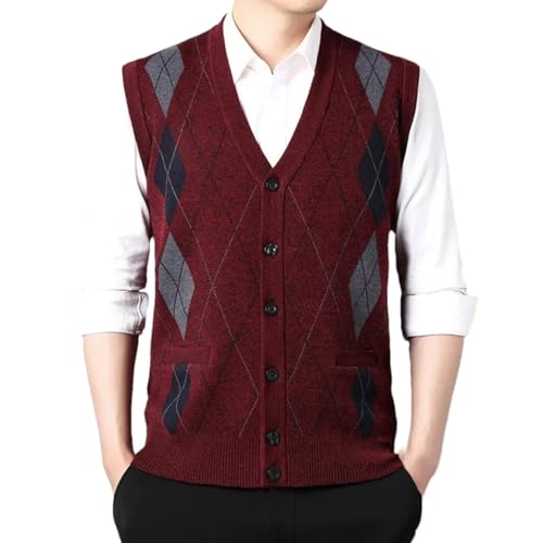 Men's V-Neck Cardigan Sweater Vest Sleeveless Knitwear Casual Spring Autumn Pullover Sweater for Layering