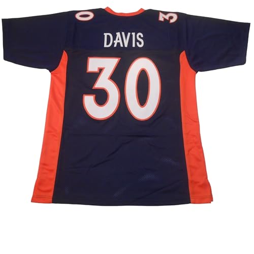Terrell Davis Blue Jersey Stitched Custom Football New No Brand/Logos (US, Alpha, Medium, Regular, Regular, Blue)