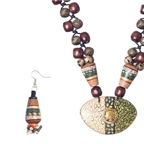 Image of AAKRITI ART CREATIONS Handcrafted Women's Jewelry Set - Ethnic Necklace and Earrings, Fashion Accessories for Special Occasions & Celebrations