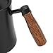 Yechiry 500ML Gooseneck Kettle with Thermometer, Stainless Steel Pour over Coffee Kettle, Comfortable Wood Handle Precision Pouring Tea Pot with Scale for All Stovetop Black