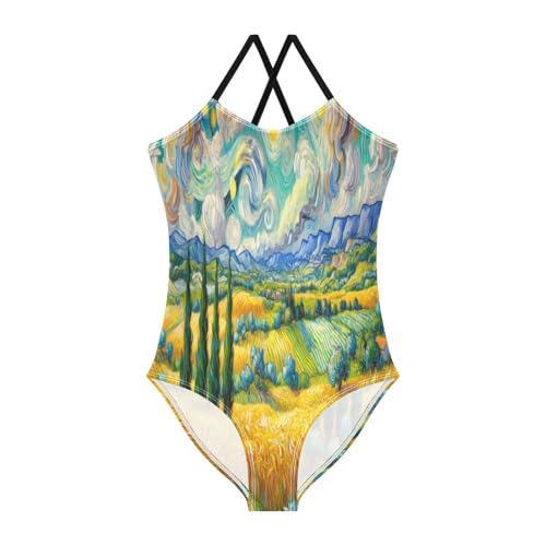 Field Mountain Yellow Bathing Suits for Girls Kids Swimsuits One Piece Swimsuits Summer Beach Swimwear